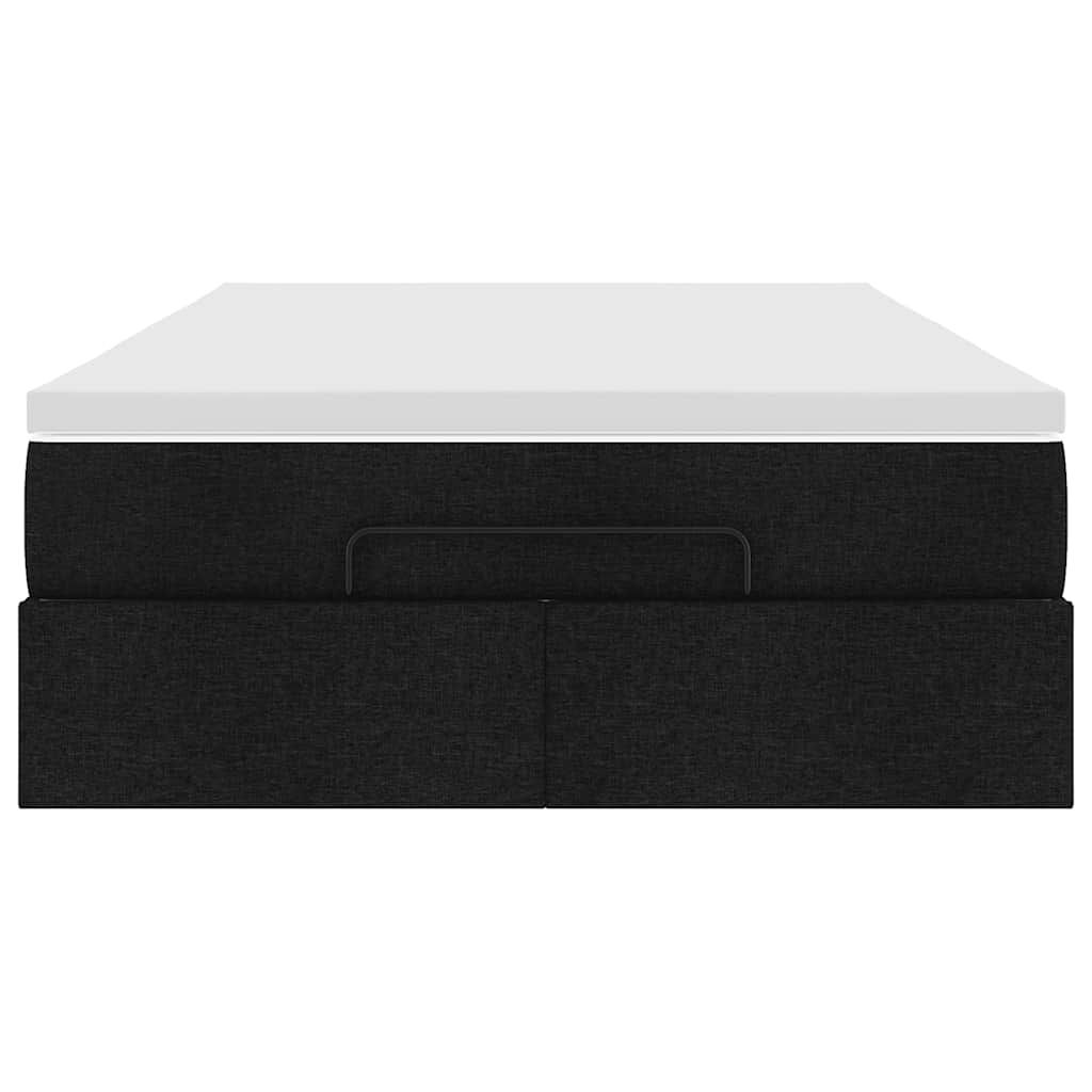 vidaXL Οθωμανικό κρεβάτι με στρώμα Μαύρο 120x190 cm Ύφασμα