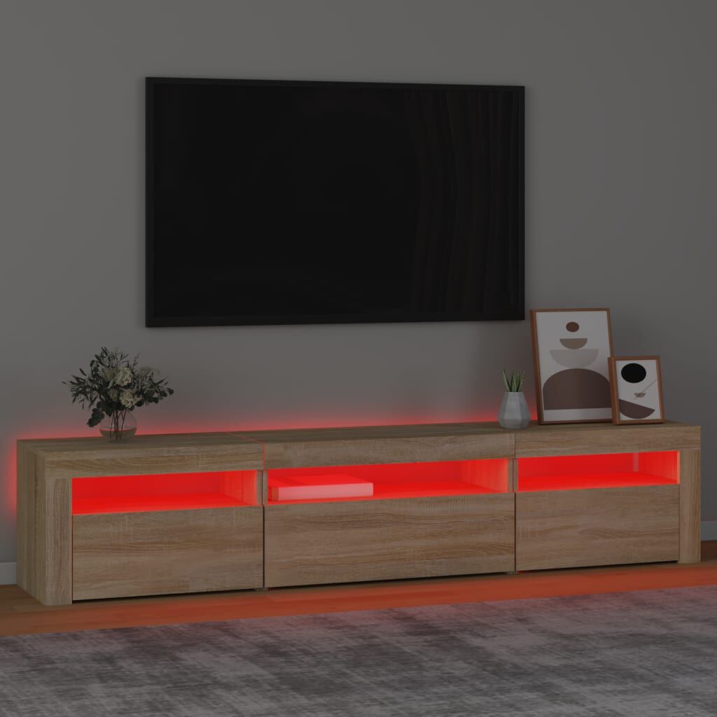 vidaXL Έπιπλο Τηλεόρασης με LED Sonoma Δρυς 195x35x40 εκ.