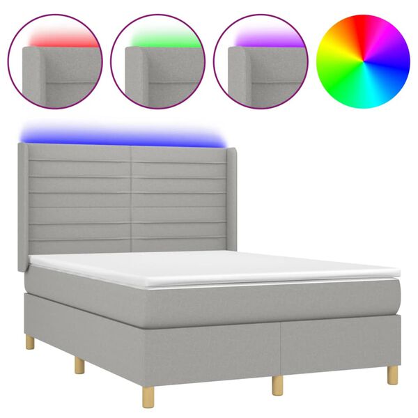 vidaXL &Kappa;&rho;&epsilon;&beta;ά&tau;&iota; Boxspring &mu;&epsilon; &Sigma;&tau;&rho;ώ&mu;&alpha; & LED &Alpha;&nu;.&Gamma;&kappa;&rho;&iota; 140x190&epsilon;&kappa;. &Upsilon;&phi;&alpha;&sigma;&mu;ά&tau;&iota;&nu;&omicron;
