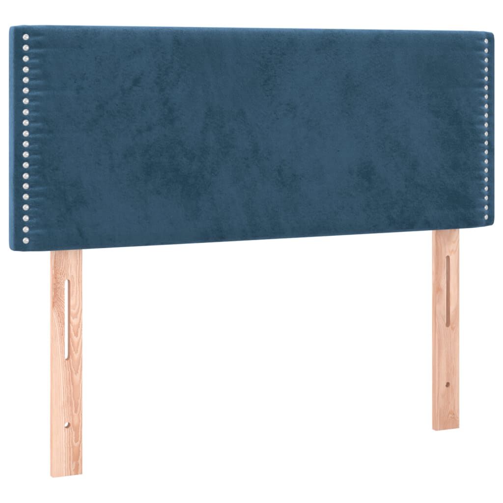 vidaXL Κρεβάτι Boxspring με Στρώμα & LED Σκ. Μπλε 90x190 εκ. Βελούδινο