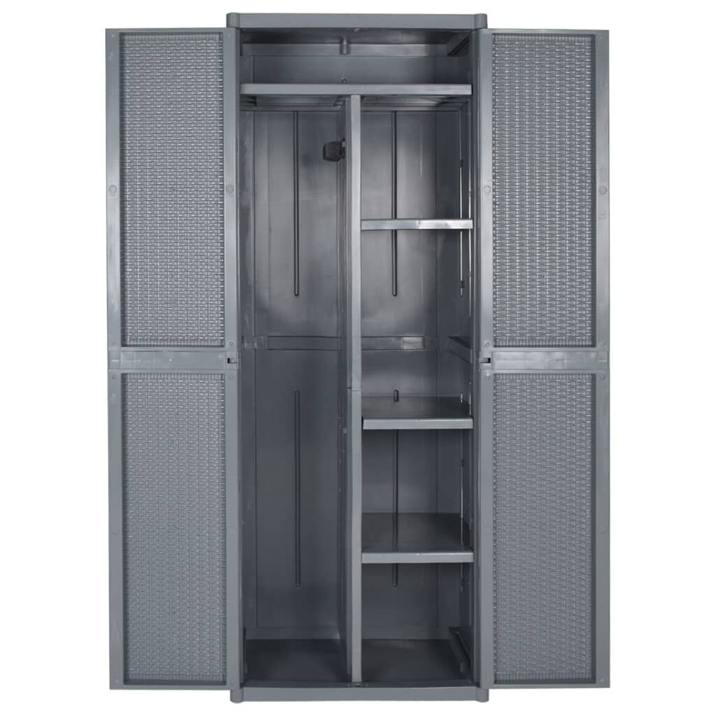 vidaXL Ντουλάπι Αποθήκευσης Κήπου Γκρι 65x45x172 εκ. από Ρατάν PP