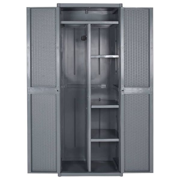 vidaXL Ντουλάπι Αποθήκευσης Κήπου Γκρι 65x45x172 εκ. από Ρατάν PP