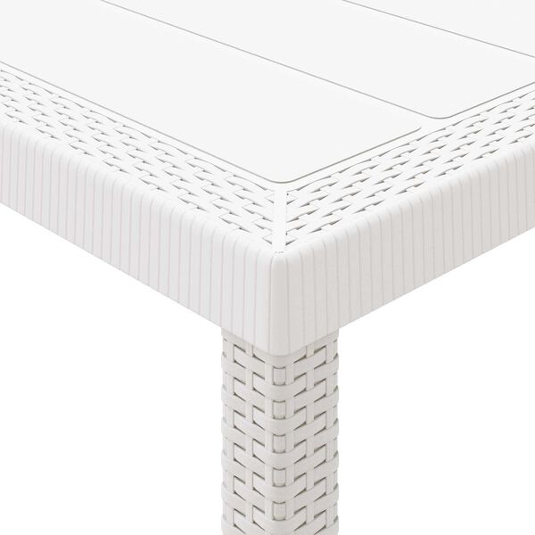 vidaXL Τραπέζι Κήπου Λευκό 300x100x73 cm Πολυ Ρατάν