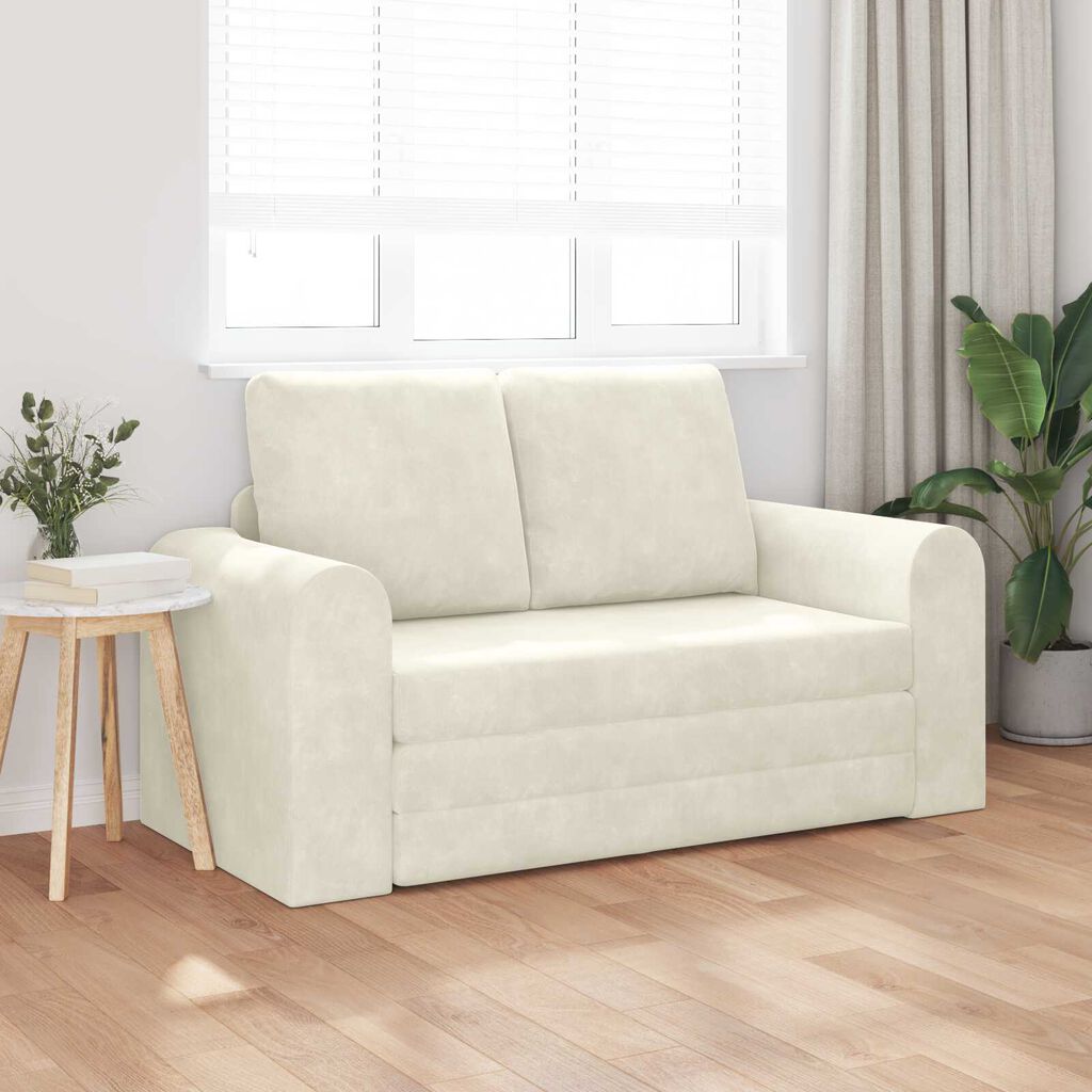 vidaXL Καναπές Κρεβάτι 2 σε 1 Κρεμ 148x71x83 εκ. Βελούδο