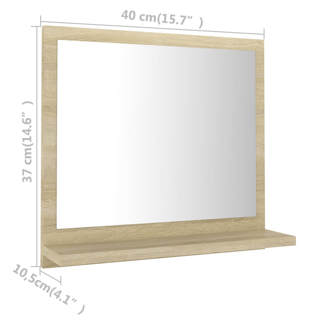 vidaXL Καθρέφτης Μπάνιου Sonoma Δρυς 40 x 10,5 x 37 εκ. Επεξ. Ξύλο