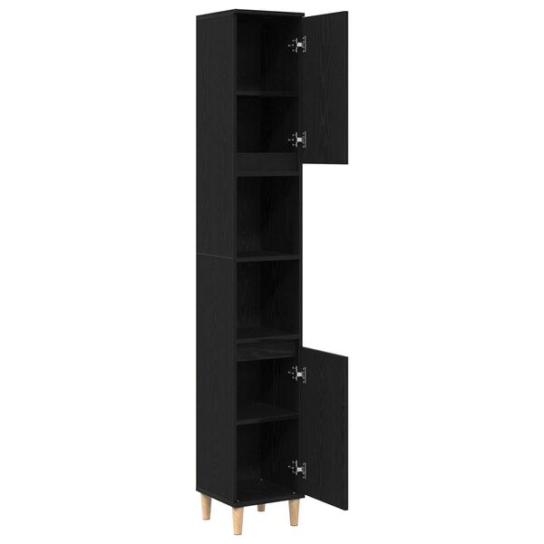 vidaXL Ντουλάπι Μπάνιου Μαύρη δρυς 30 x 30 x 190 εκ Επεξεργασμένο ξύλο