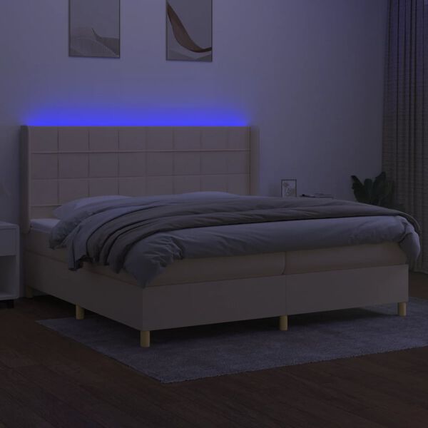 vidaXL &Kappa;&rho;&epsilon;&beta;ά&tau;&iota; Boxspring &mu;&epsilon; &Sigma;&tau;&rho;ώ&mu;&alpha; & LED &Kappa;&rho;&epsilon;&mu; 200x200 &epsilon;&kappa;. &Upsilon;&phi;&alpha;&sigma;&mu;ά&tau;&iota;&nu;&omicron;