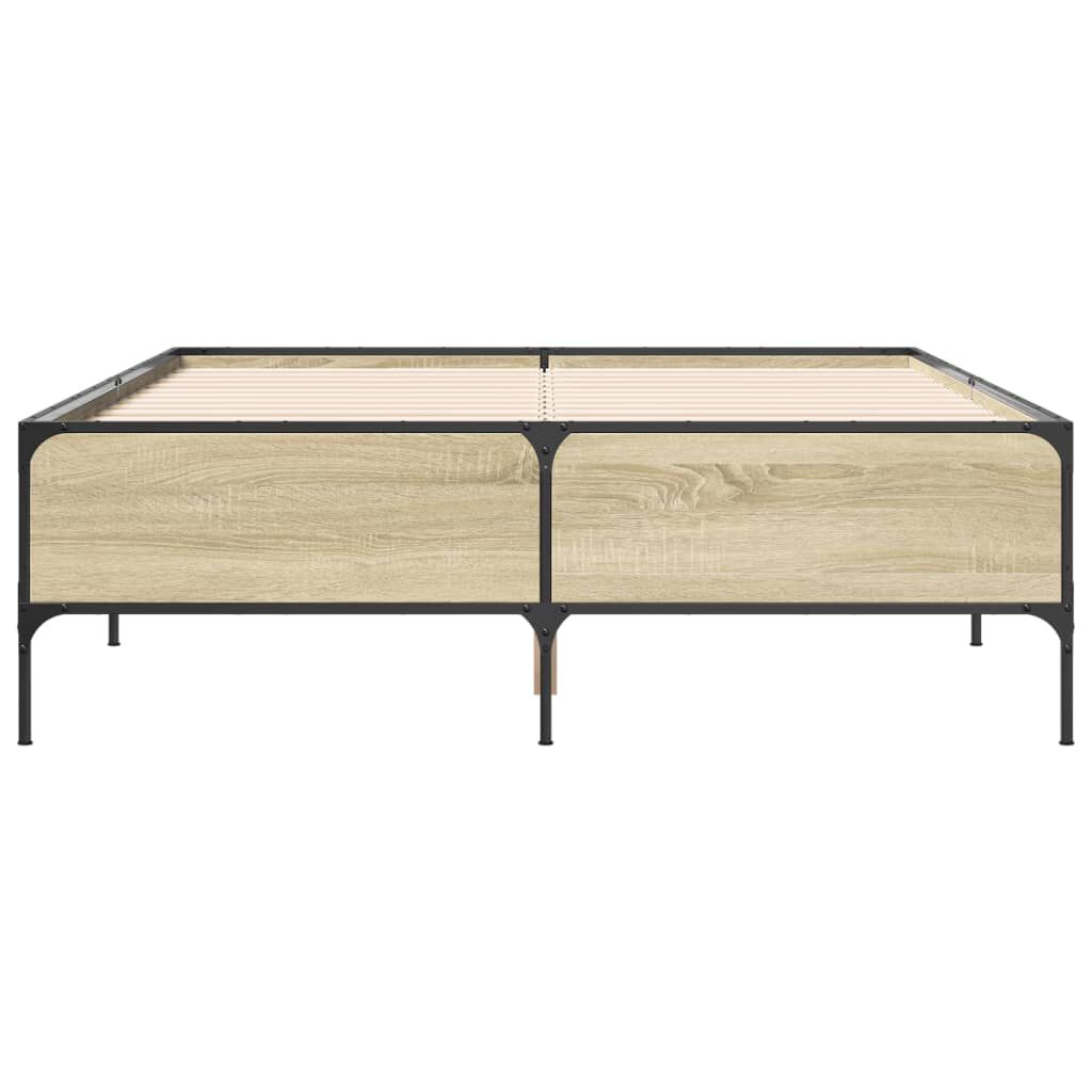 vidaXL Πλαίσιο Κρεβατιού Sonoma Δρυς 120x200 εκ. Επεξ. Ξύλο & Μέταλλο