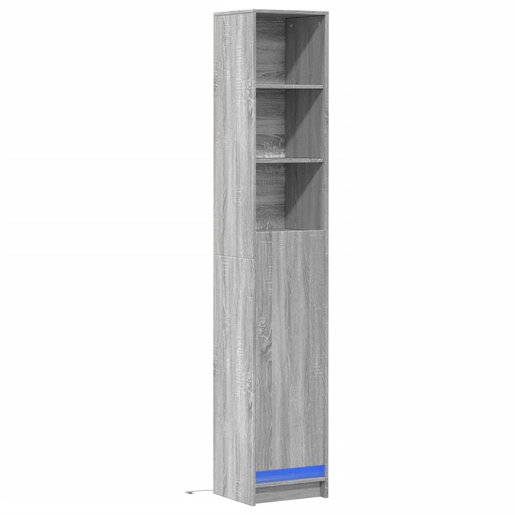 vidaXL Ντουλάπι με Φώτα LED Γκρι Sonoma 36x32,5x200 εκ. Επεξ. Ξύλο