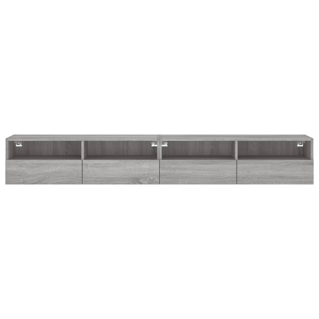 vidaXL Έπιπλα Τηλεόρασης Τοίχου 2 τεμ. Γκρι 100x30x30 εκ. Επ. Ξύλο