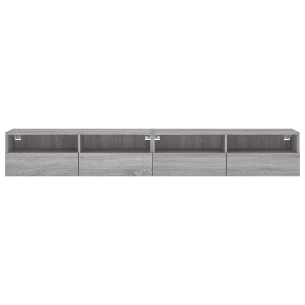vidaXL Έπιπλα Τηλεόρασης Τοίχου 2 τεμ. Γκρι 100x30x30 εκ. Επ. Ξύλο