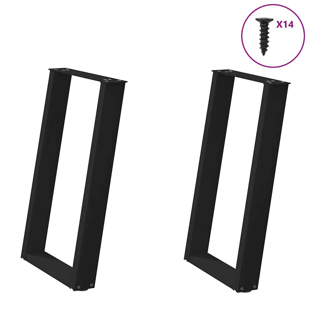 vidaXL Πόδια Τραπεζαρίας σε Σχήμα U 2 τεμ. Μαύρο 60x(72-73) εκ. Ατσάλι