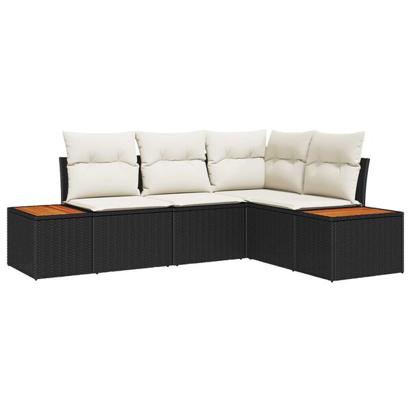 vidaXL Σετ Καναπέ Κήπου 4 pcs Μαύρο και κρεμ 209 x 154 x 85 εκ