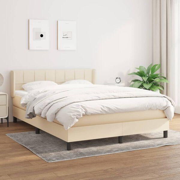 vidaXL &Kappa;&rho;&epsilon;&beta;ά&tau;&iota; Boxspring &mu;&epsilon; &Sigma;&tau;&rho;ώ&mu;&alpha; &Kappa;&rho;&epsilon;&mu; 140x190 &epsilon;&kappa;. &Upsilon;&phi;&alpha;&sigma;&mu;ά&tau;&iota;&nu;&omicron;