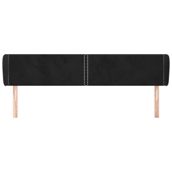 vidaXL Κεφαλάρι με Πτερύγια Μαύρο 203x23x78/88 εκ. Βελούδινο
