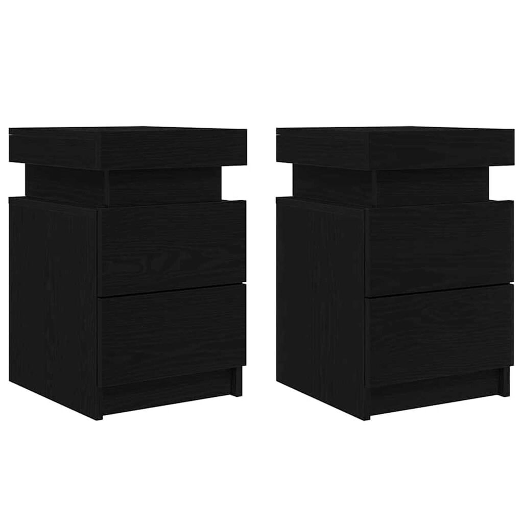 vidaXL Κομοδίνο 2 pcs Μαύρη δρυς 35 x 39 x 55 εκ. Επεξεργασμένο ξύλο