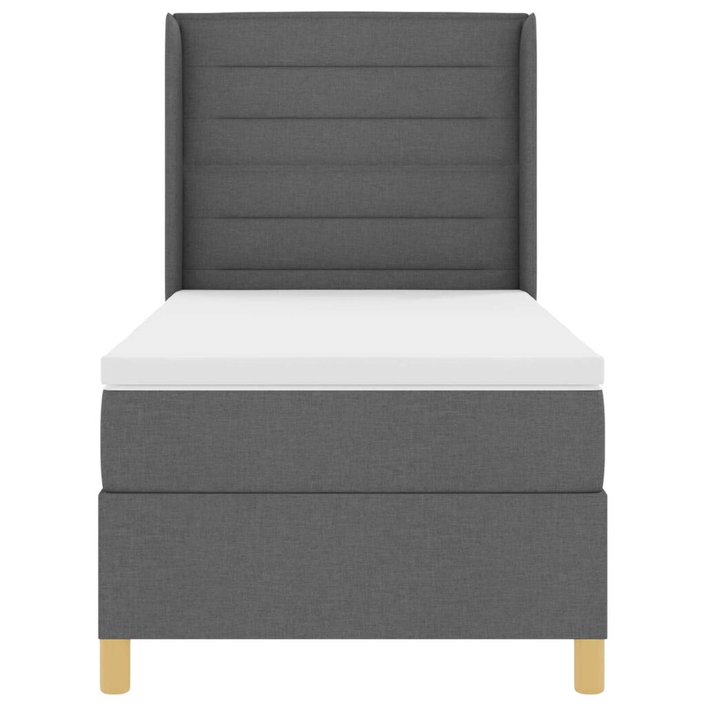 Ταπετσαρία Κρεβάτι Box Spring με Στρώμα Σκούρο Γκρι 80x200 εκ. Υφάσματος