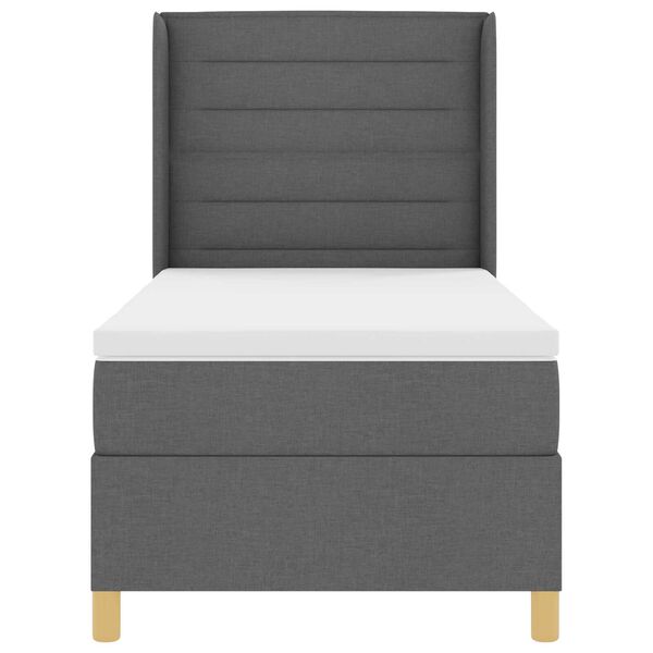 Ταπετσαρία Κρεβάτι Box Spring με Στρώμα Σκούρο Γκρι 80x200 εκ. Υφάσματος
