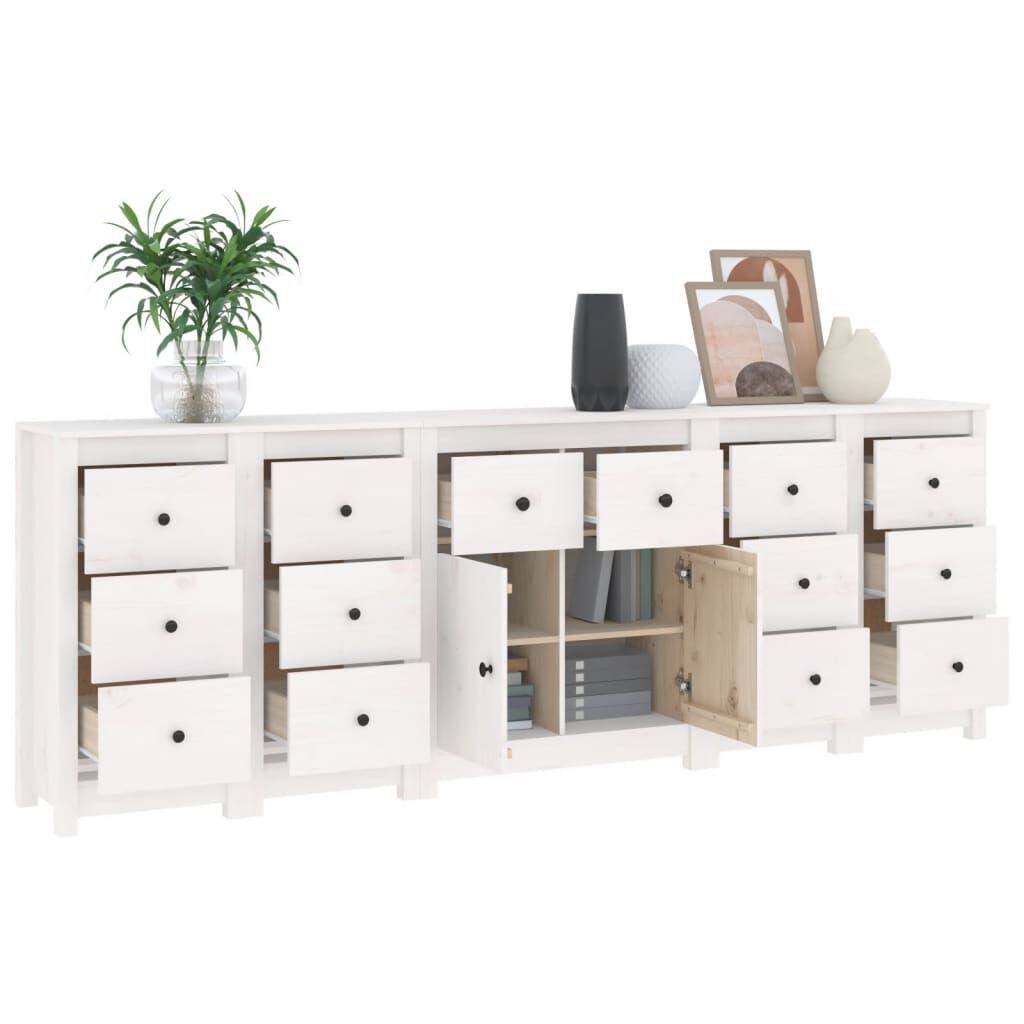 vidaXL Ντουλάπι Λευκό 230 x 35 x 80 εκ. από Μασίφ Ξύλο Πεύκου