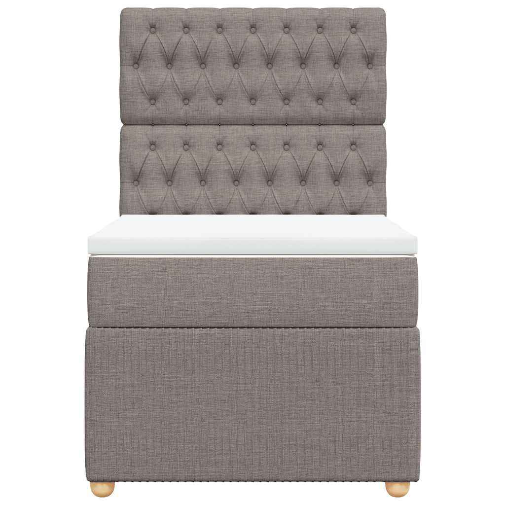 vidaXL Κρεβάτι Boxspring με Στρώμα Taupe 90x200 εκ. Υφασμάτινο