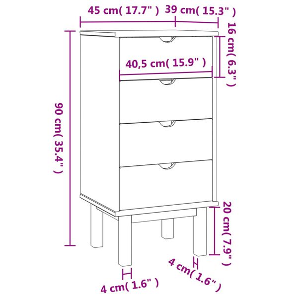 vidaXL Συρταριέρα OTTA Καφέ & Γκρι 45x39x90 εκ. Μασίφ Ξύλο Πεύκου