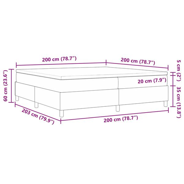 vidaXL Κρεβάτι Box Spring με Στρώμα σε Σκούρο Γκρι, 200 x 200 εκ, Ύφασμα Κορντούρας.