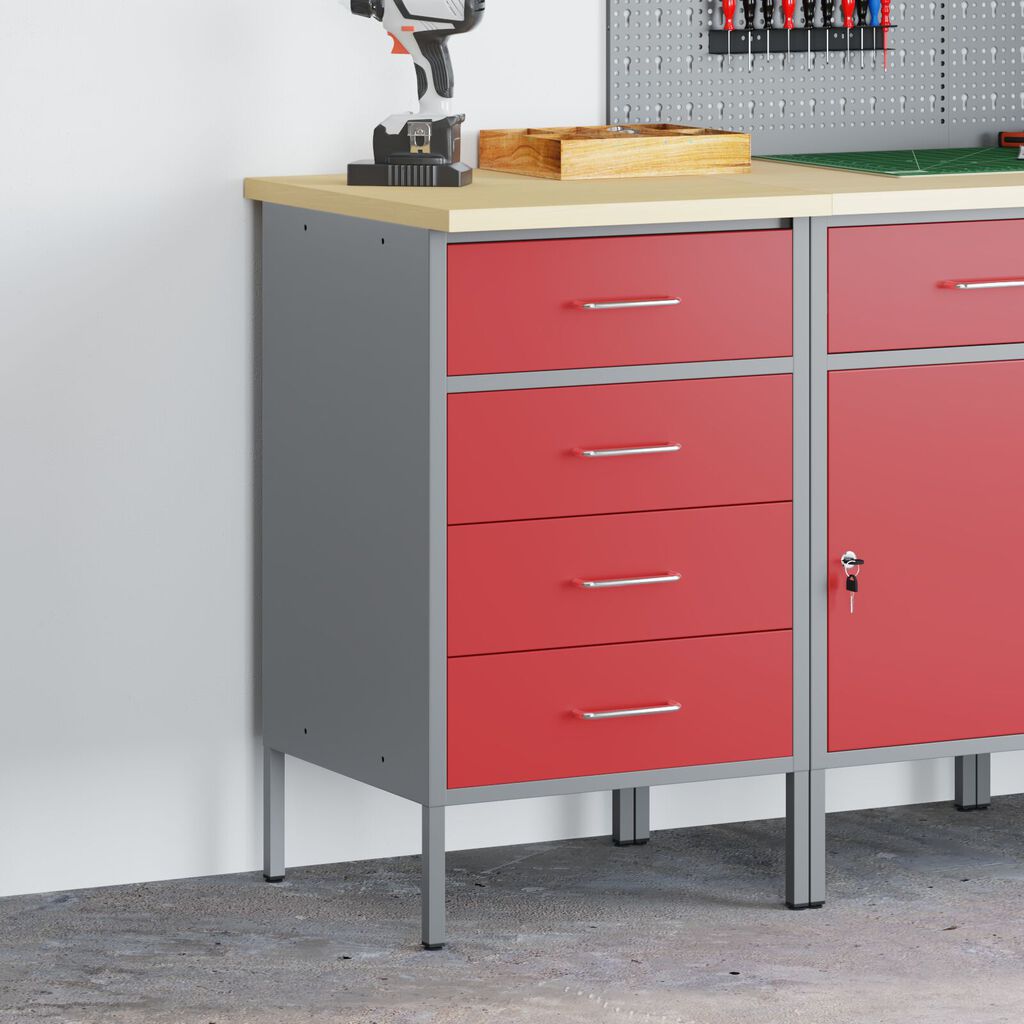 vidaXL Ντουλάπα εργασίας κόκκινη 50x55x85 εκ χάλυβας
