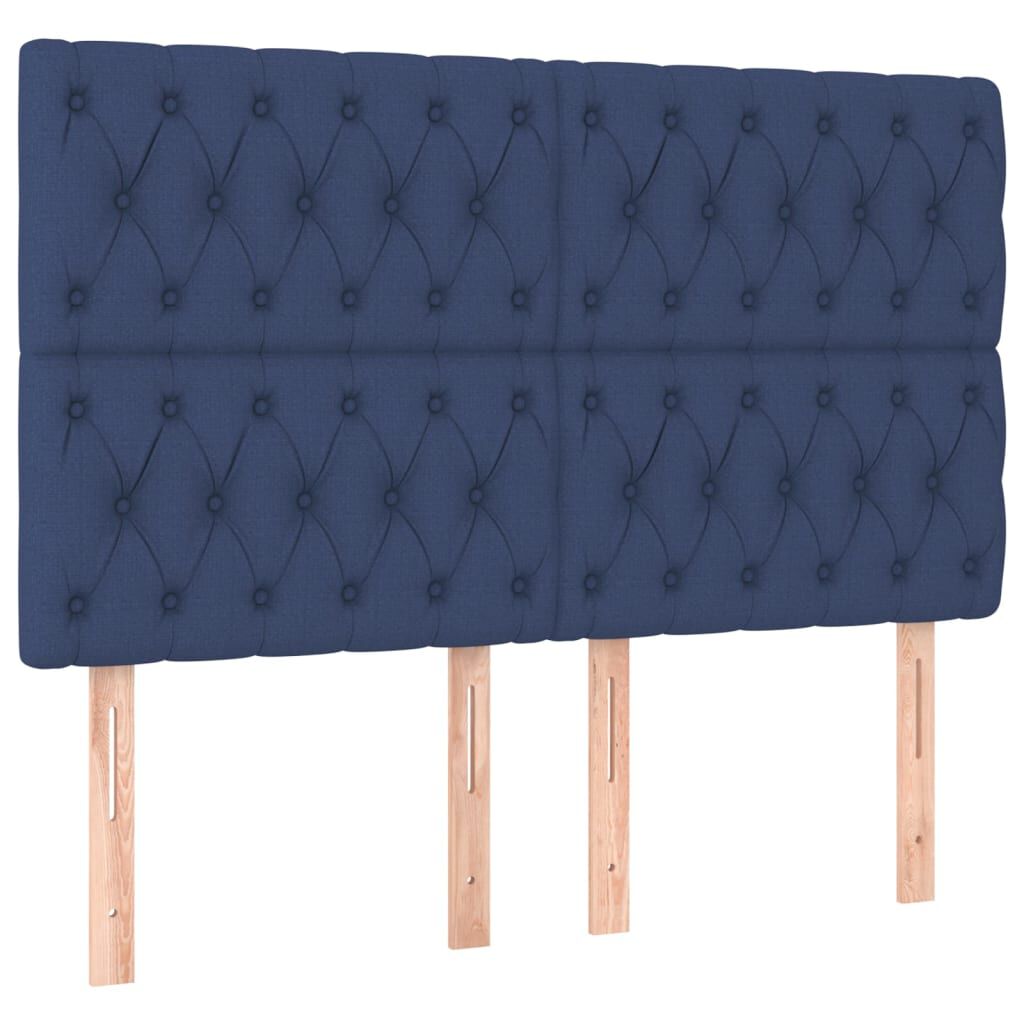 vidaXL Κρεβάτι Boxspring με Στρώμα Μπλε 140x190 εκ. Υφασμάτινο
