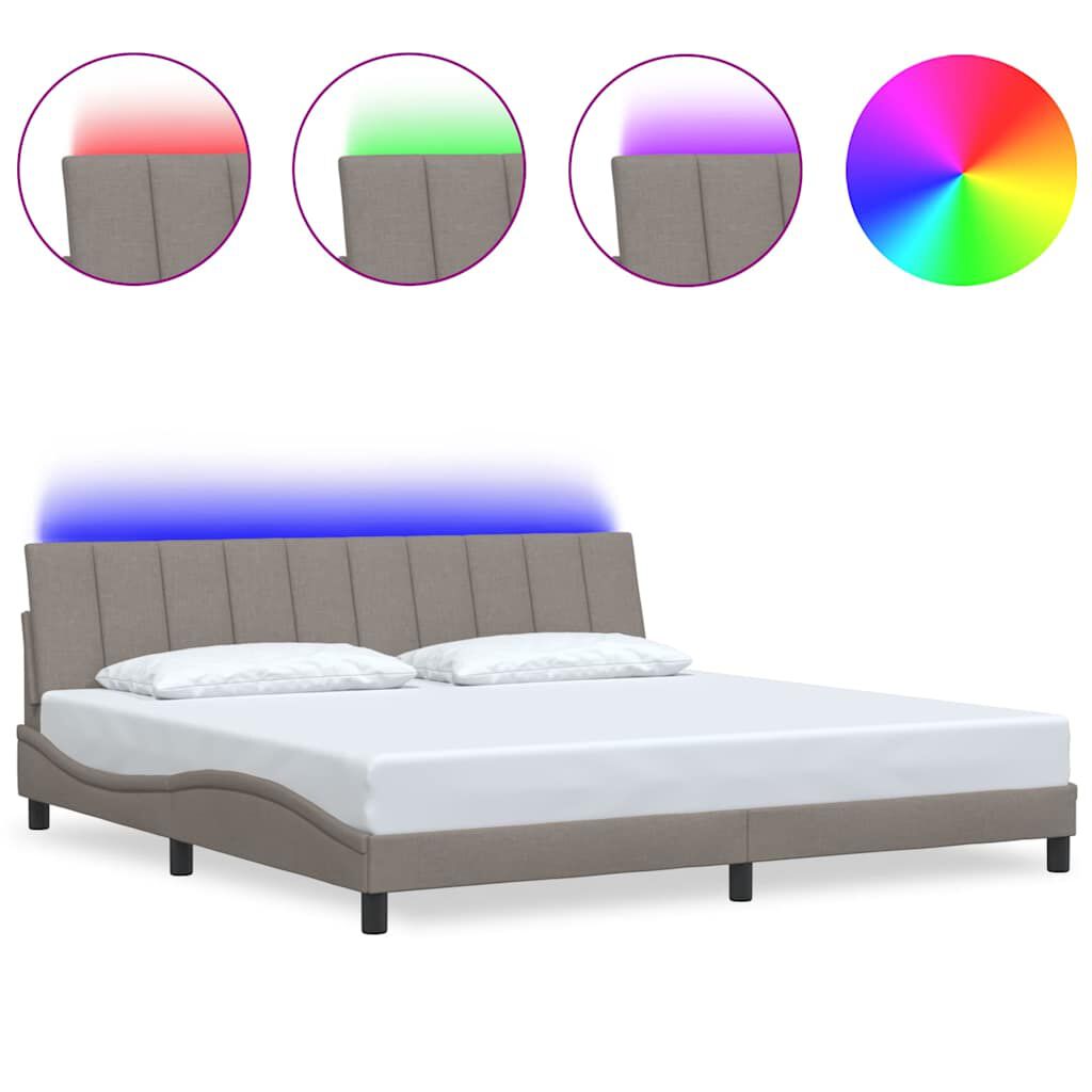 vidaXL Σκελετός Κρεβατιού Χωρίς Στρώμα Taupe 200x200 εκ.Υφασμάτινο