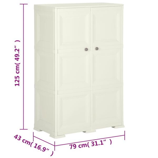 vidaXL Πλαστικό Ντουλάπι Κρεμ Ανοιχτό 79 x 43 x 125εκ. με Σχέδιο Ξύλου