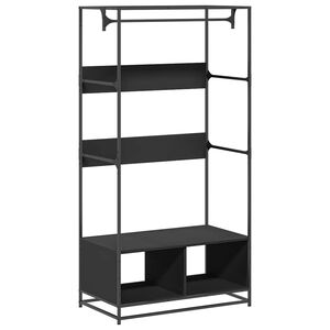 vidaXL Ντουλάπα Μαύρη 90 x 50 x 180 εκ. από Επεξ. Ξύλο