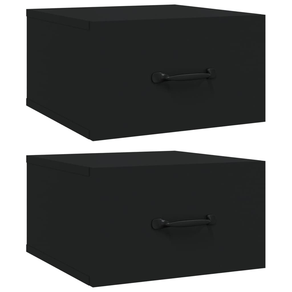vidaXL Κομοδίνα Επιτοίχια 2 τεμ. Μαύρα 35 x 35 x 20 εκ.