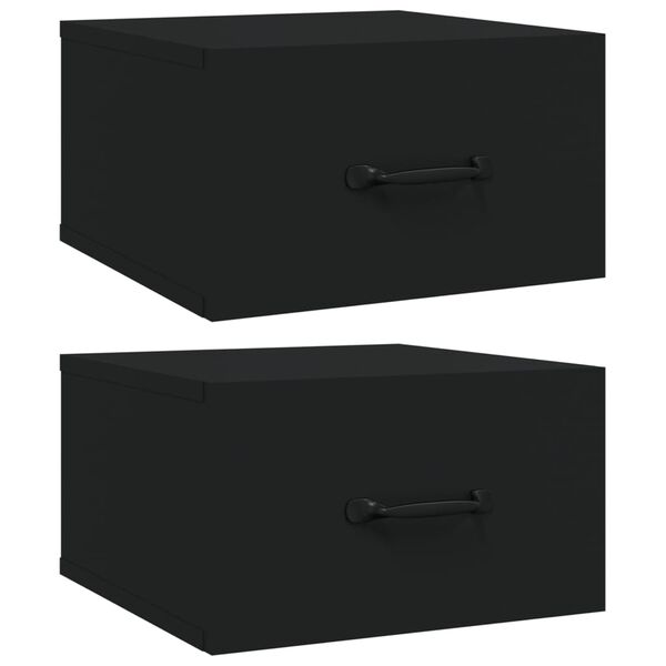 vidaXL Κομοδίνα Επιτοίχια 2 τεμ. Μαύρα 35 x 35 x 20 εκ.