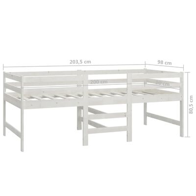 vidaXL Κρεβάτι Υπερυψωμένο με Στρώμα Λευκό 90x200εκ. Μασίφ Ξύλο Πεύκου