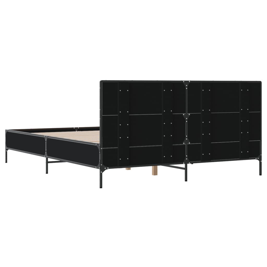vidaXL Πλαίσιο Κρεβατιού Μαύρο 160 x 200 εκ. Επεξ. Ξύλο & Μέταλλο
