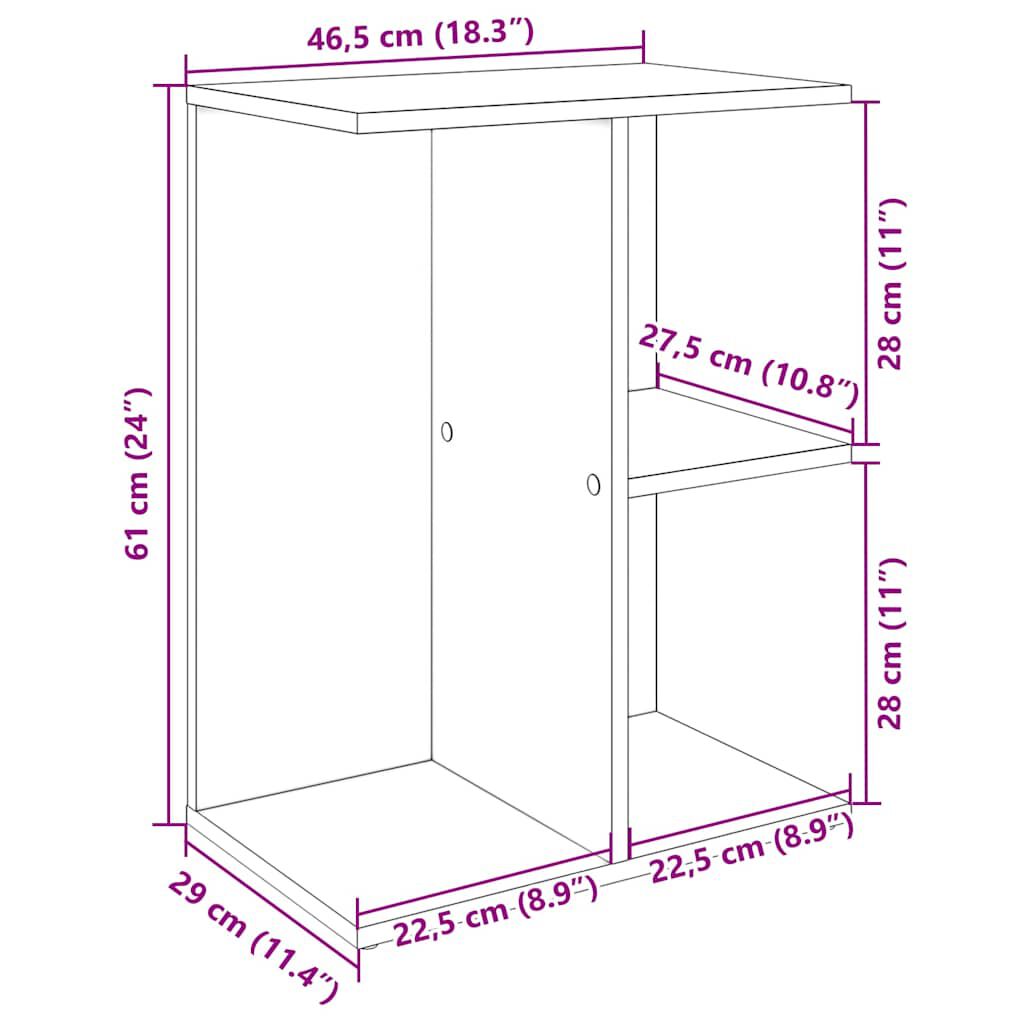 vidaXL Κομοδίνα 2 τεμ Γκρι Sonoma 46,5x29x61 εκ. Επεξεργασμένο Ξύλο