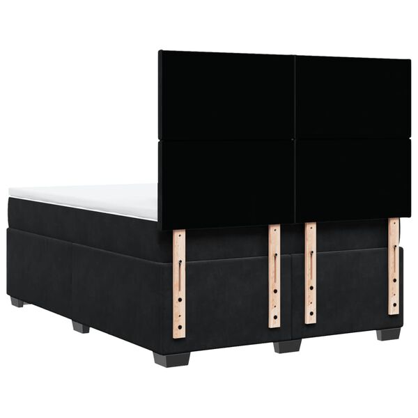 vidaXL Κρεβάτι Boxspring με Στρώμα Μαύρο 140x190 εκ. Βελούδινο