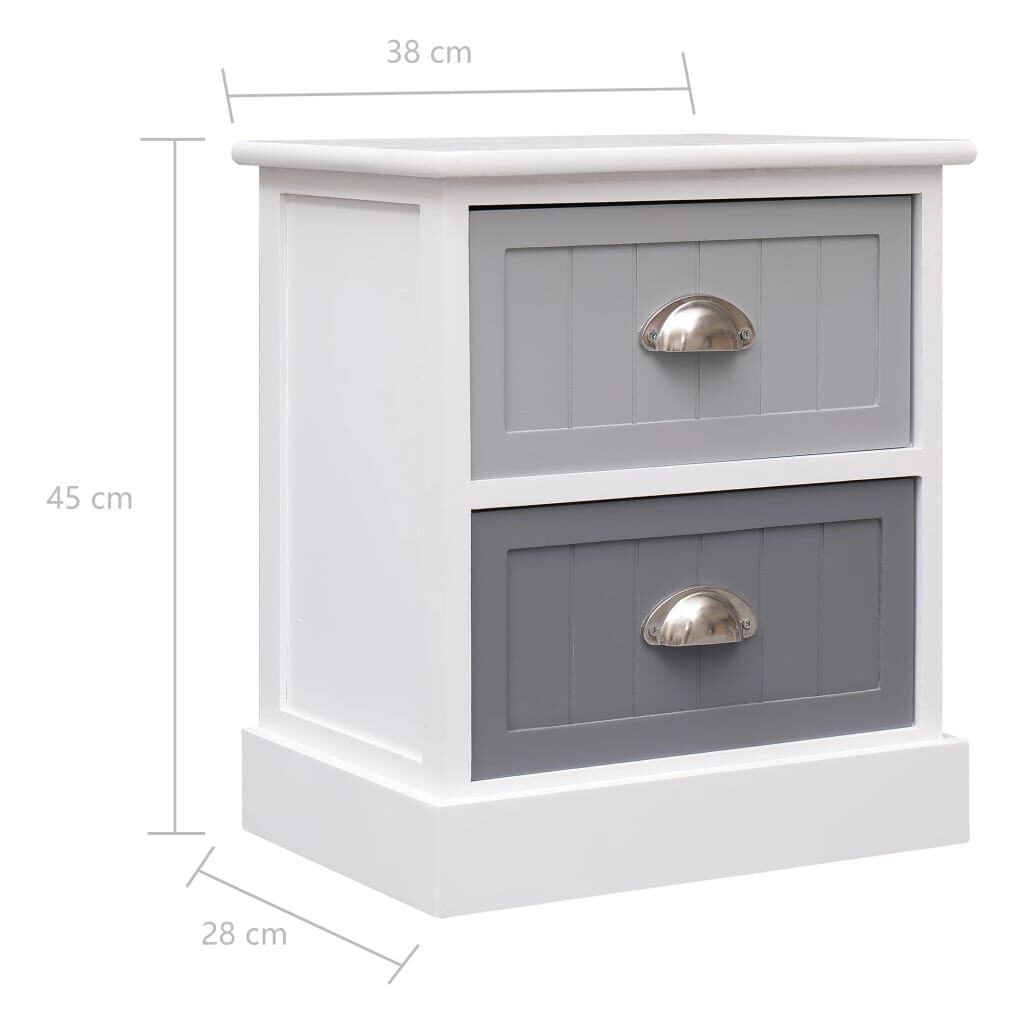 vidaXL Κομοδίνα 2 τεμ. Γκρι 38 x 28 x 45 εκ. από Ξύλο Παυλώνιας