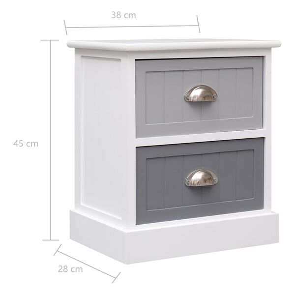 vidaXL Κομοδίνα 2 τεμ. Γκρι 38 x 28 x 45 εκ. από Ξύλο Παυλώνιας