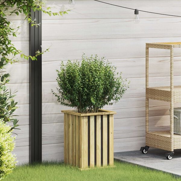 vidaXL Γλάστρα κήπου με επένδυση 33x33x45 εκ. από εμποτισμένο ξύλο πεύκου