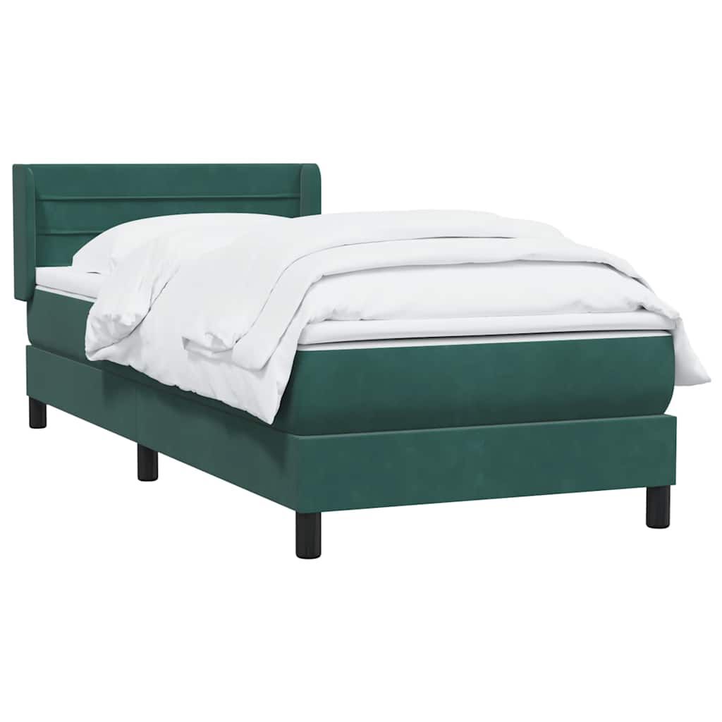 vidaXL Box Spring κρεβάτι με στρώμα σκούρο πράσινο 80x220εκ. Βελούδινο