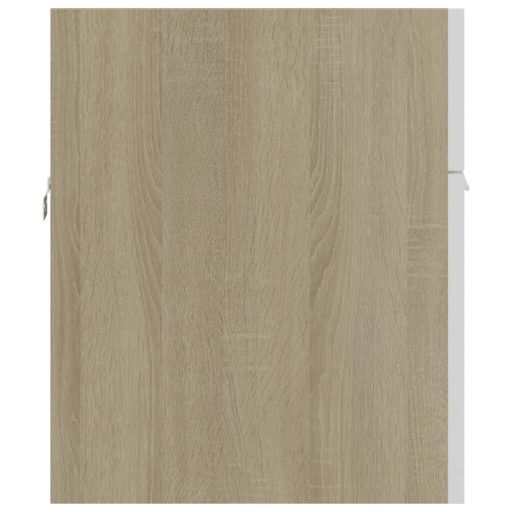 vidaXL Ντουλάπι Νιπτήρα Λευκό/Sonoma Δρυς 90x38,5x46εκ. από Επεξ. Ξύλο