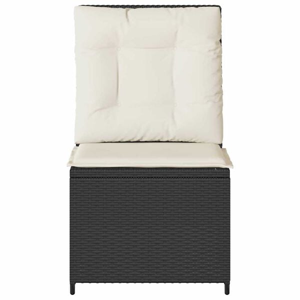 vidaXL Καναπές Κήπου με μαξιλάρι Μαύρο Πολυ ράταν