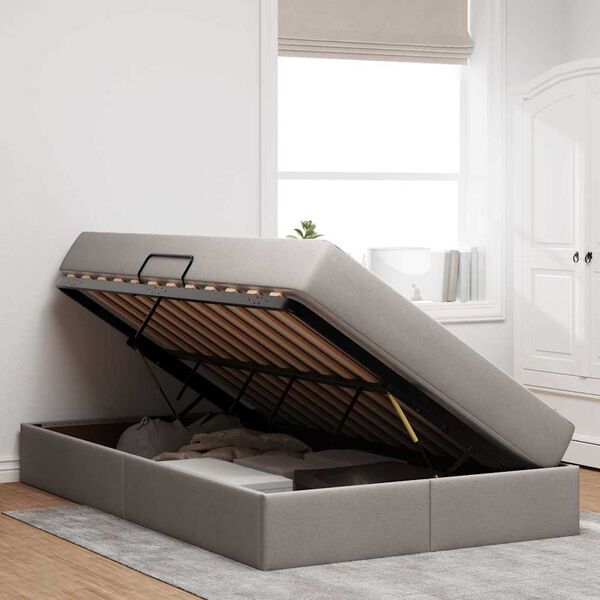 vidaXL Κρεβάτι με αποθηκευτικό χώρο και στρώμα Taupe 120 x 200 cm