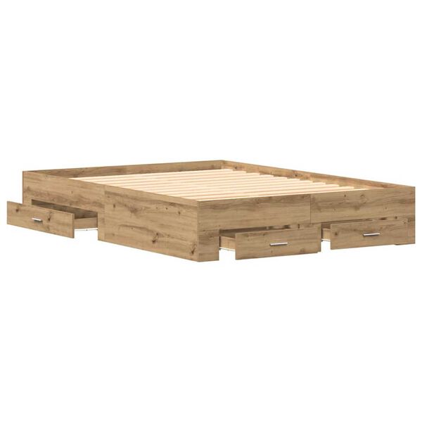 vidaXL Κρεβάτι με Συρτάρια με συρτάρι artisan δρυς 140 x 190 cm