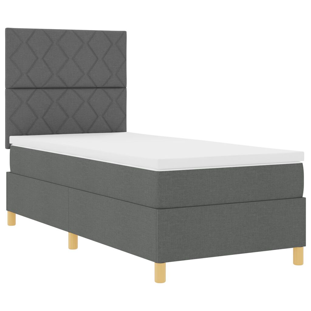 vidaXL Κρεβάτι Box Spring με Στρώμα Σκούρο Γκρι 100x200 εκ. Ύφασμα