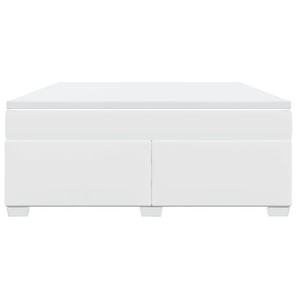 vidaXL Κρεβάτι Boxspring με Στρώμα Λευκό 180x200 εκ. Συνθετικό Δέρμα