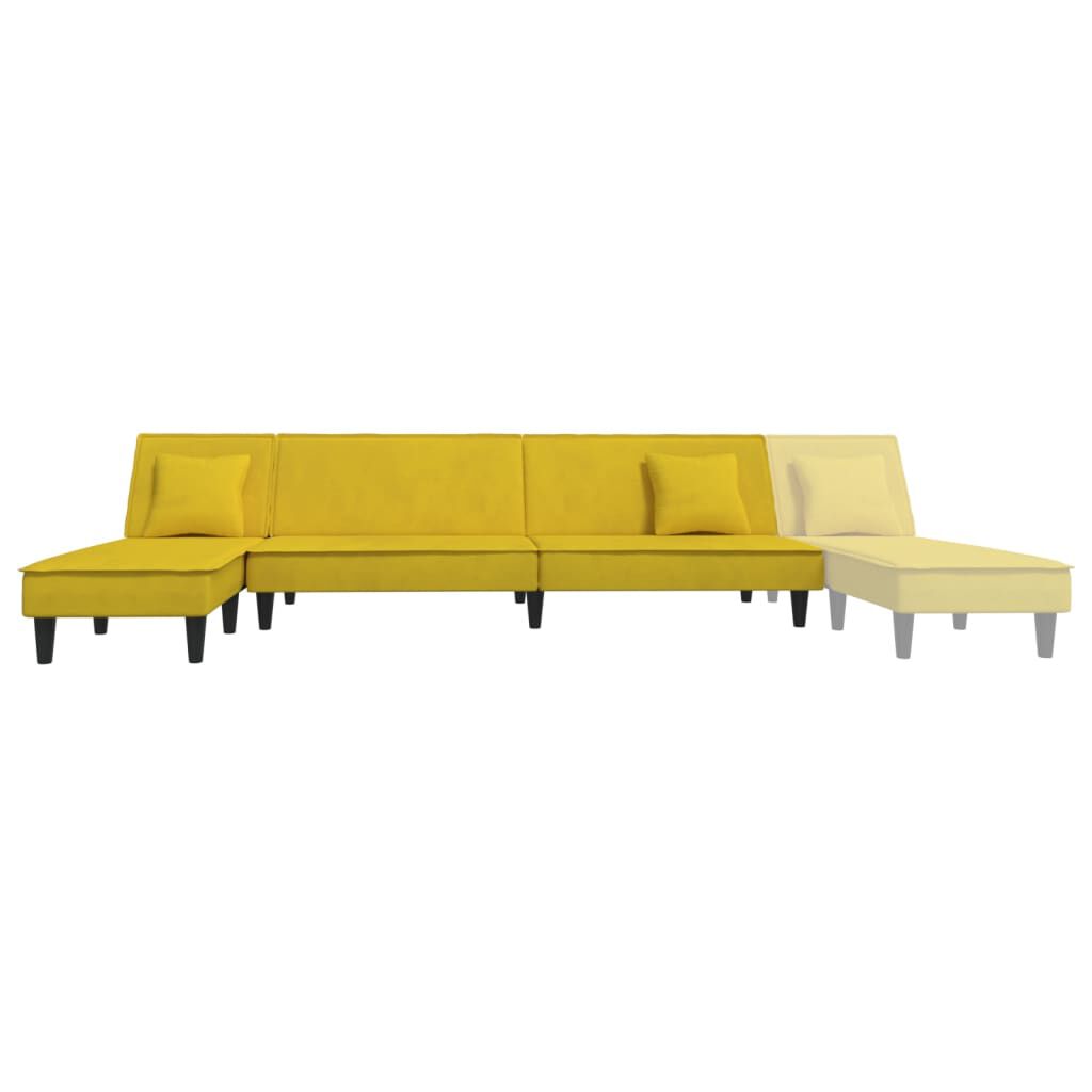 vidaXL Καναπές Κρεβάτι Γωνιακός Κίτρινος 255 x 140 x 70 εκ. Βελούδινος