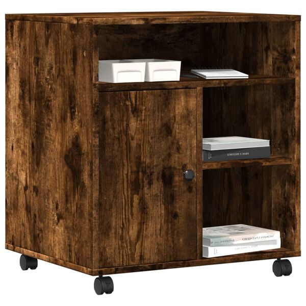 vidaXL Βάση Εκτυπωτή με Ρόδες Καπνιστή Δρυς 60x50x67 εκ.