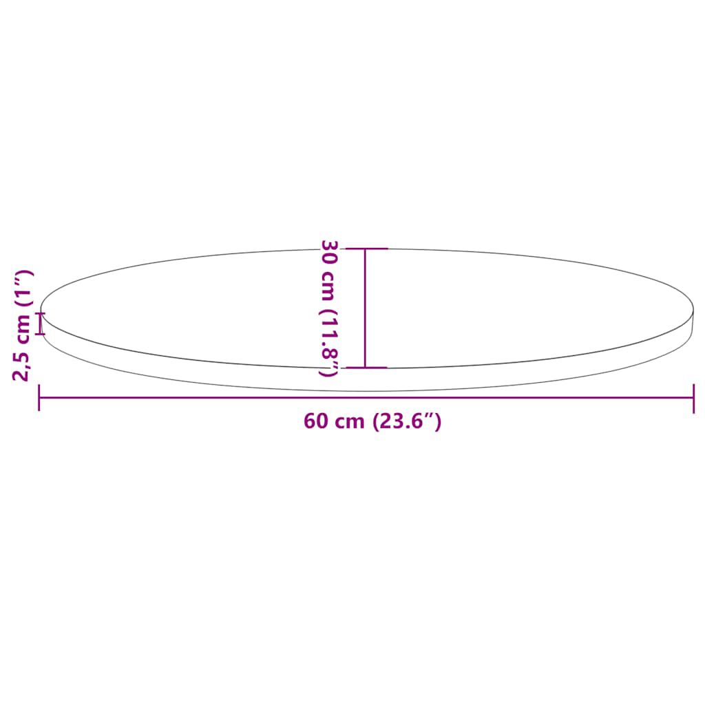 vidaXL Επιφάνεια Τραπεζιού Οβάλ Λευκή 60x30x2,5 εκ. Μασίφ Ξύλο Πεύκου